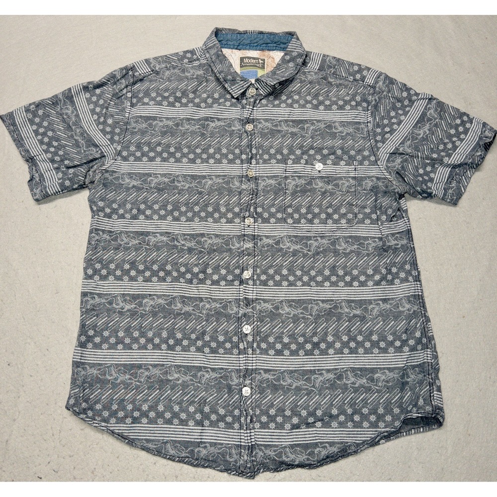 Modern Amusement Button Up Shirt Mens XL Nautical Kraken Sailing